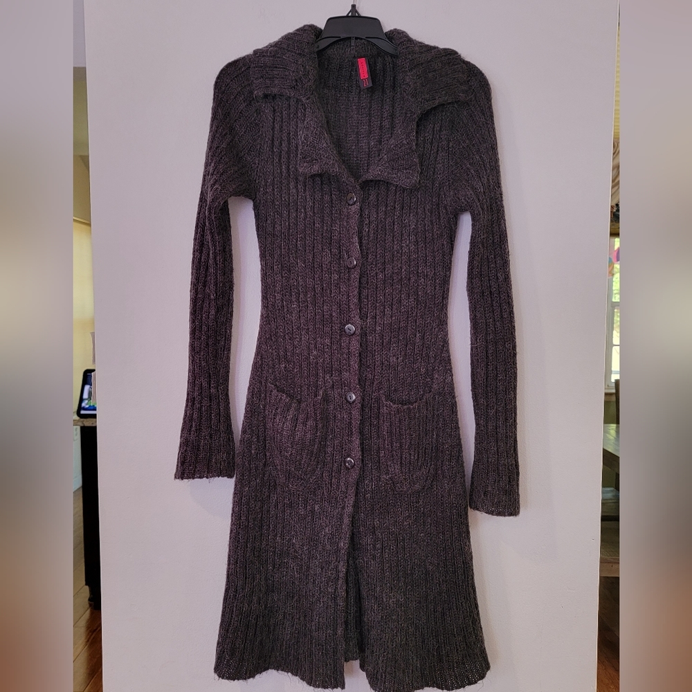 Y2K Forever 21 Buttoned Duster Cardigan Acrylic Mohair Blend Size M Rare